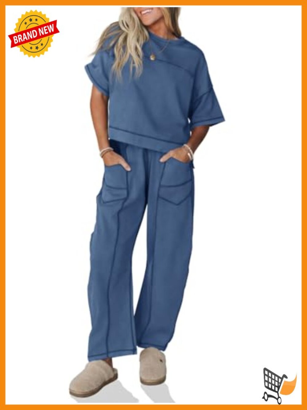 Women's 2 Piece Lounge Set Short Sleeve Top Wide Leg Pants Travel Vacation